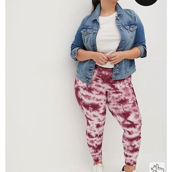 TORRID Platinum legging fleece lined tie dye dyed purple NEW NWT 4 4x 26 white - Picture 2 of 8